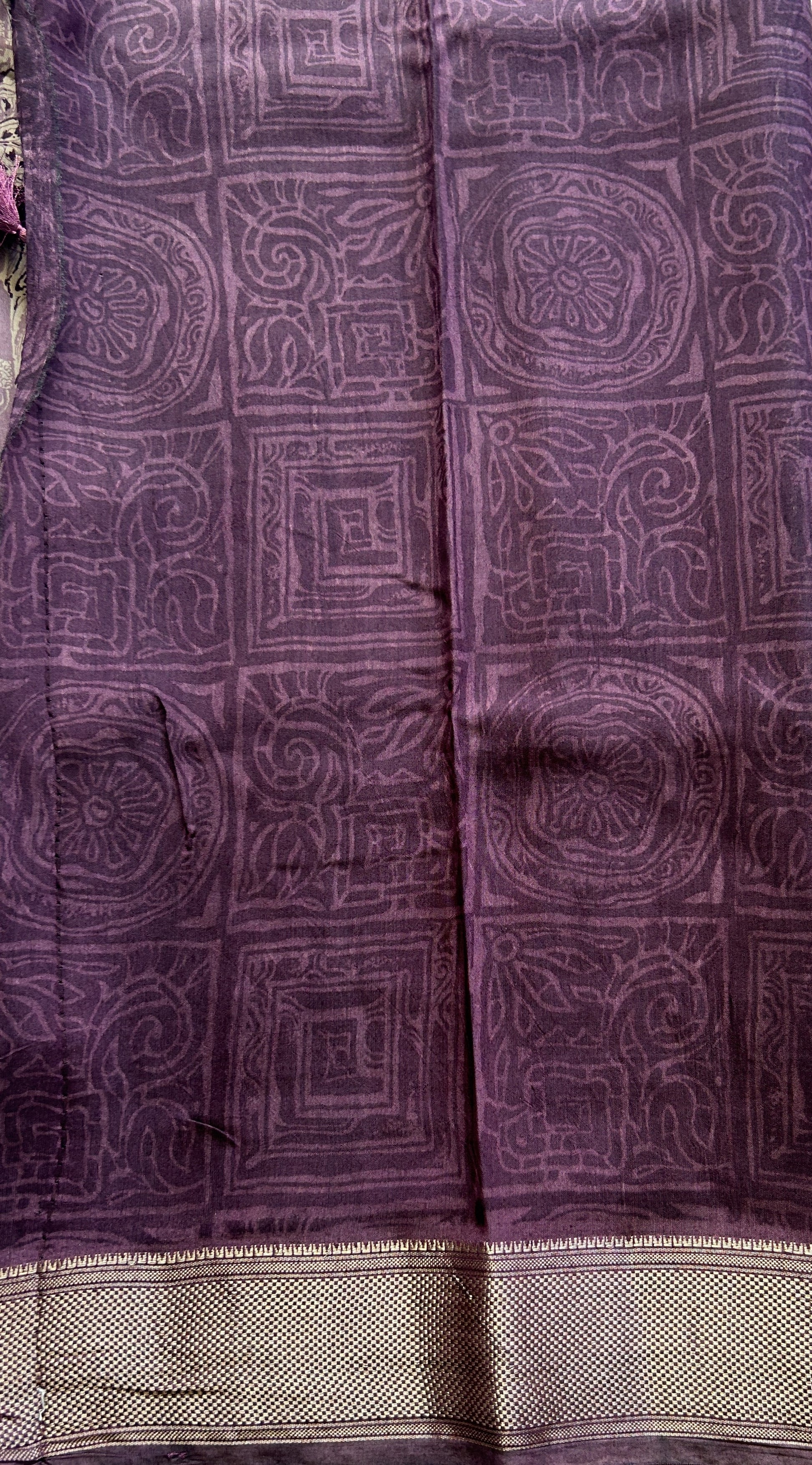 Dola Crepe Saree Light Purple Colored Elegantly Paired with a Zari Border. - Sampradaya Designer Studio