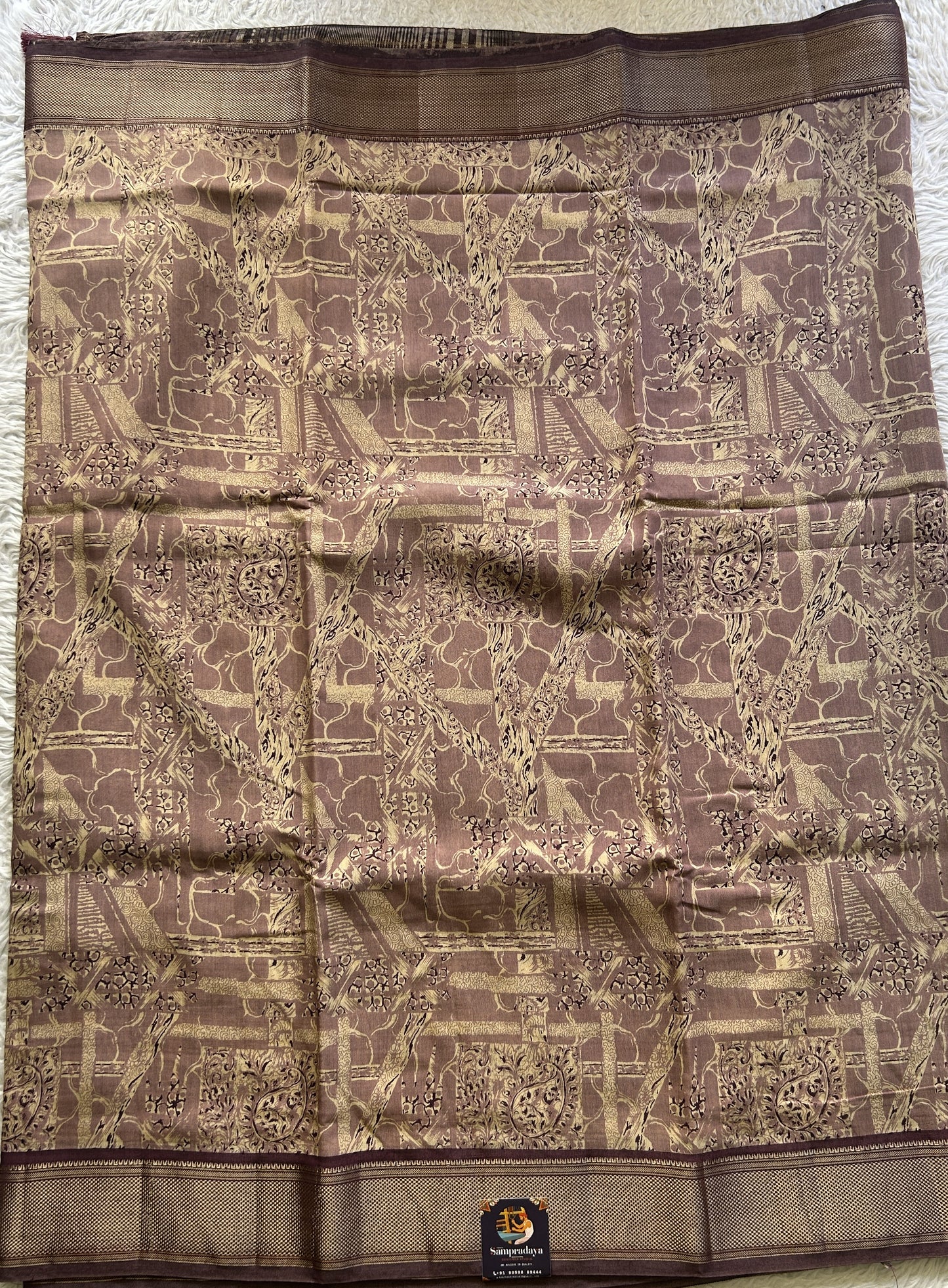 Dola Crepe Saree Light Purple Colored Elegantly Paired with a Zari Border. - Sampradaya Designer Studio