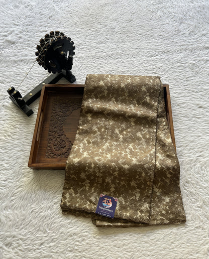 Pure Tussar Silk Saree Brown Color Complemented with a Borderless. - Sampradaya Designer Studio