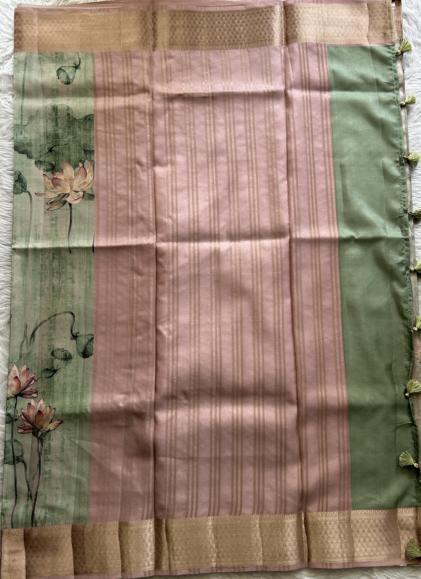 Banarasi Soft Silk Saree Sea Green Colored Complemented with a Zari Border. - Sampradaya Designer Studio