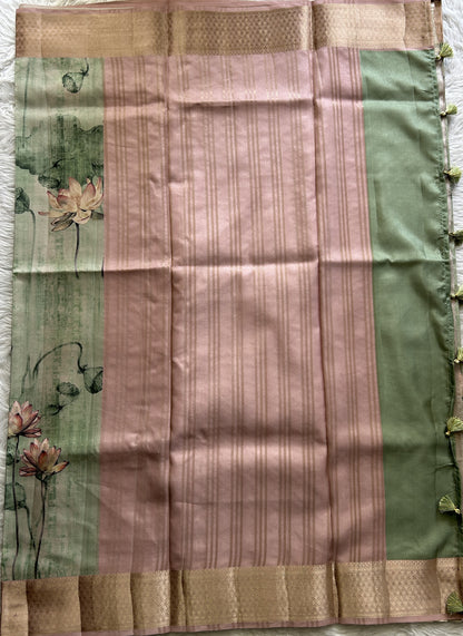 Banarasi Soft Silk Saree Sea Green Colored Complemented with a Zari Border. - Sampradaya Designer Studio