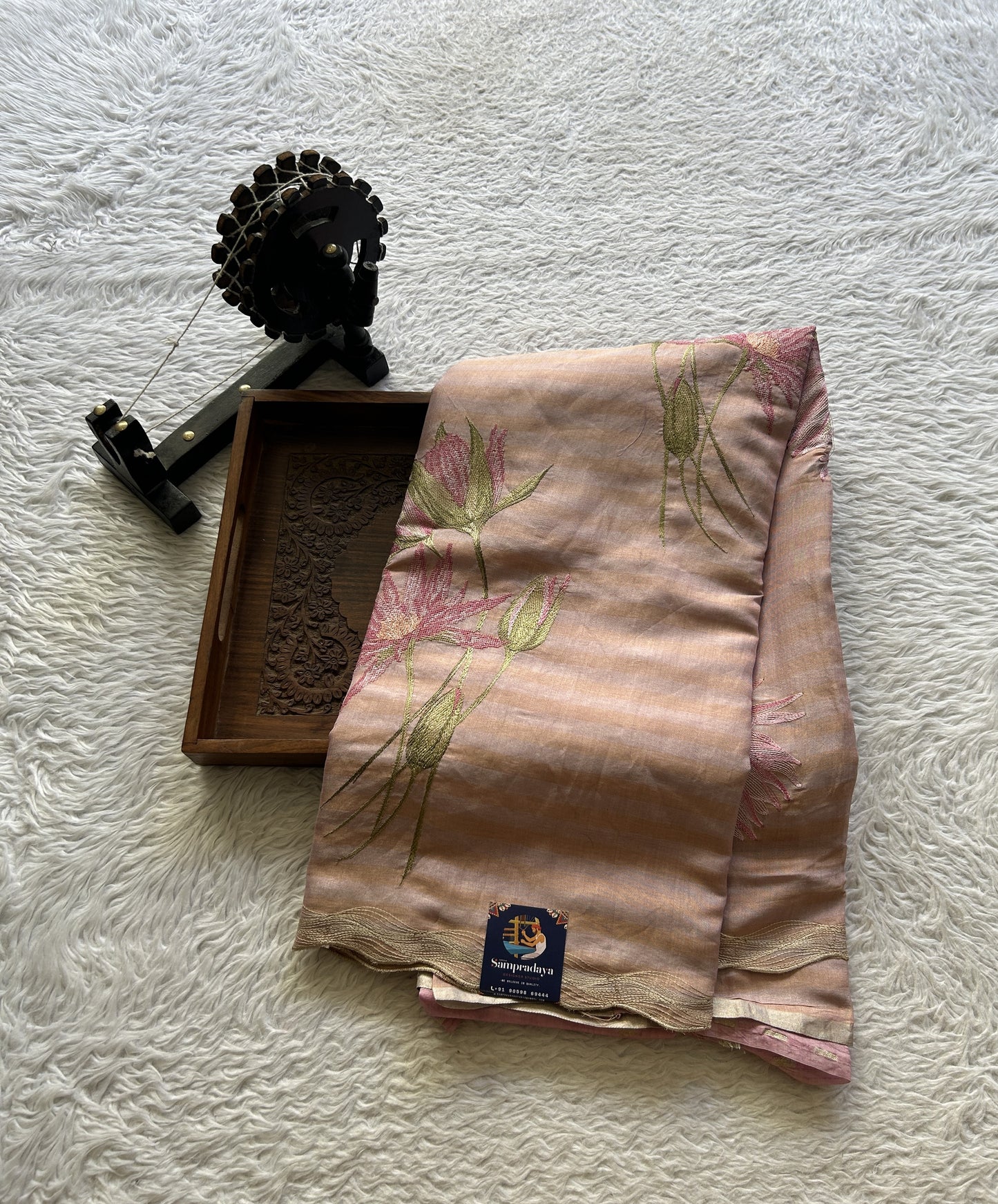Tissue Organza Designer Saree Light Pink colored Saree Paired with a Thread border. - Sampradaya Designer Studio