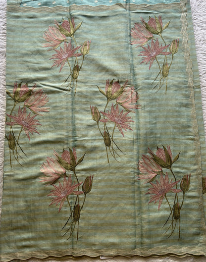 Tissue Organza Designer Saree Sea Green colored Saree Paired with a Thread border. - Sampradaya Designer Studio