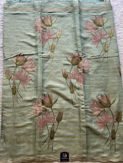 Tissue Organza Designer Saree Sea Green colored Saree Paired with a Thread border. - Sampradaya Designer Studio