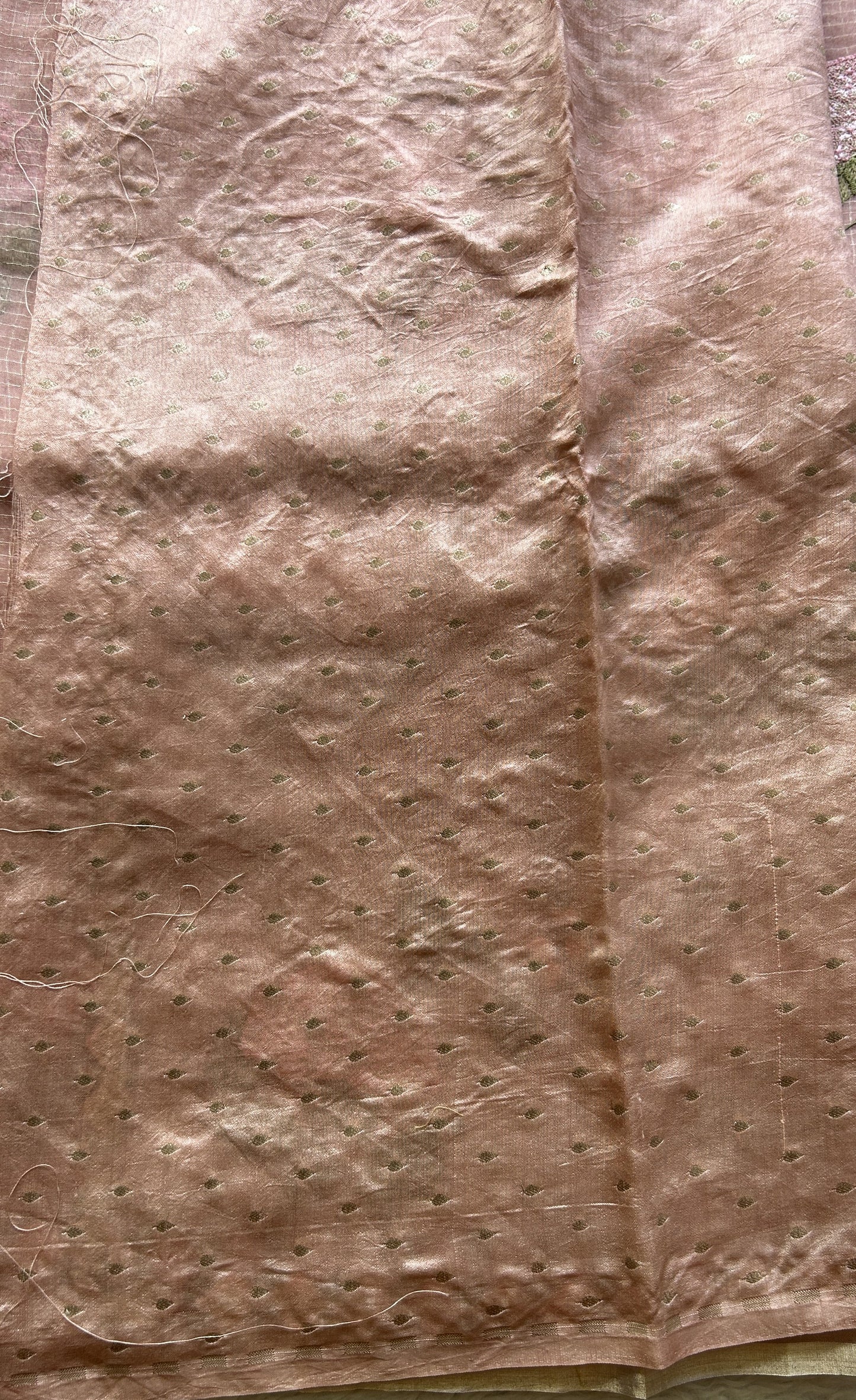 Tissue Organza Designer Saree Peach colored Saree Paired with a Thread border. - Sampradaya Designer Studio
