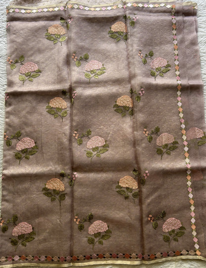 Tissue Organza Designer Saree Light Onion Pink colored Saree Paired with a Thread border. - Sampradaya Designer Studio