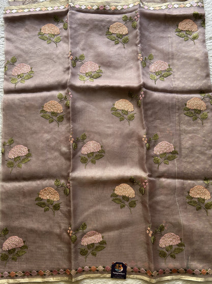 Tissue Organza Designer Saree Light Onion Pink colored Saree Paired with a Thread border. - Sampradaya Designer Studio