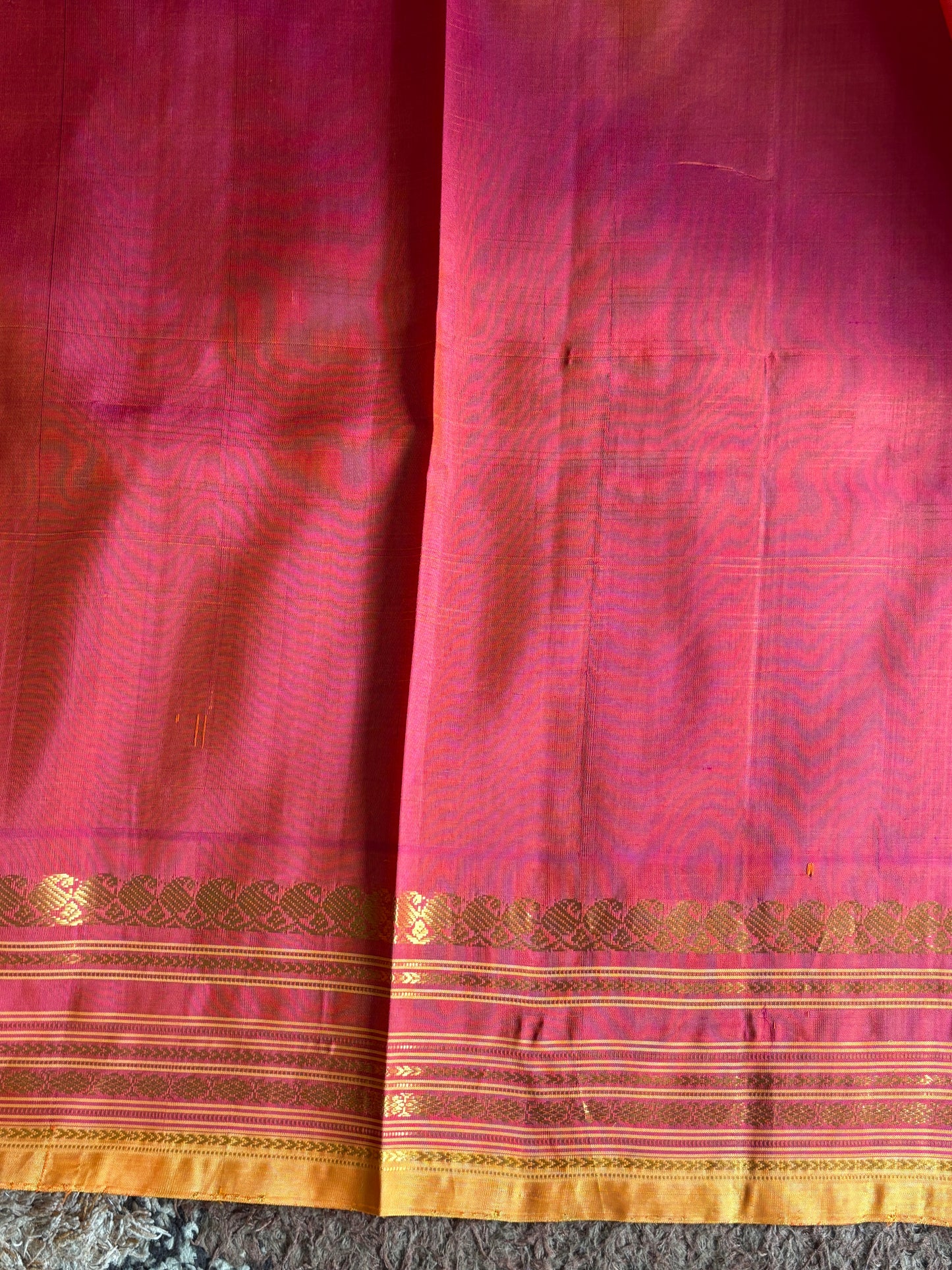 Gadwal Silk Saree Cream Colored Complemented With Zari Border. - Sampradaya Designer Studio