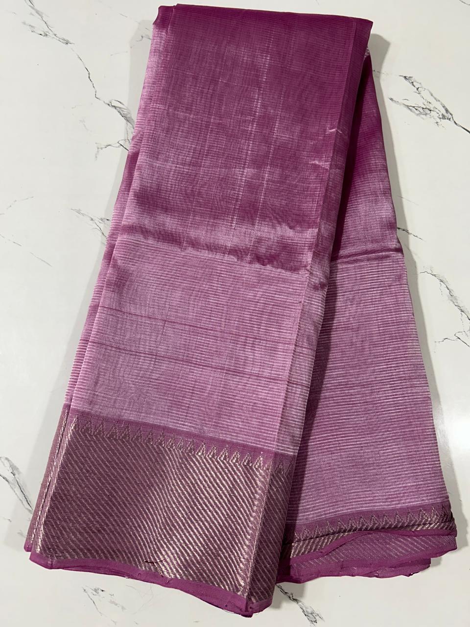 Mangalagiri Plain Pattu Saree Pink colored Saree complemented with a Gold Mangalagiri Border - Sampradaya Designer Studio