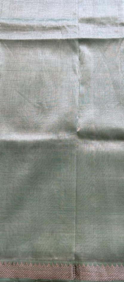 Mangalagiri Plain Pattu Saree Pastel Green colored complemented with a Zari Border - Sampradaya Designer Studio