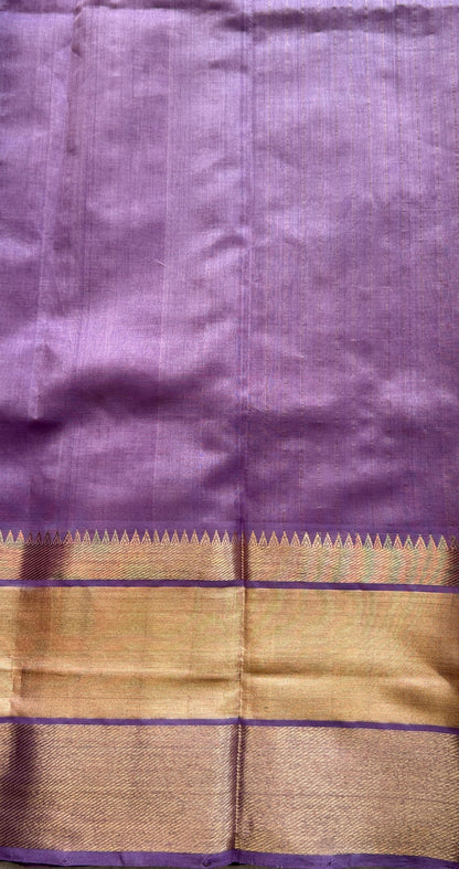 Mangalagiri Plain Pattu Saree Lilac colored complemented with a Zari Border - Sampradaya Designer Studio