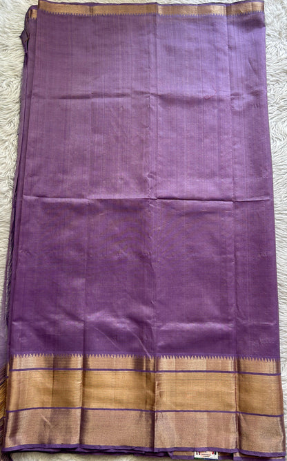 Mangalagiri Plain Pattu Saree Lilac colored complemented with a Zari Border - Sampradaya Designer Studio