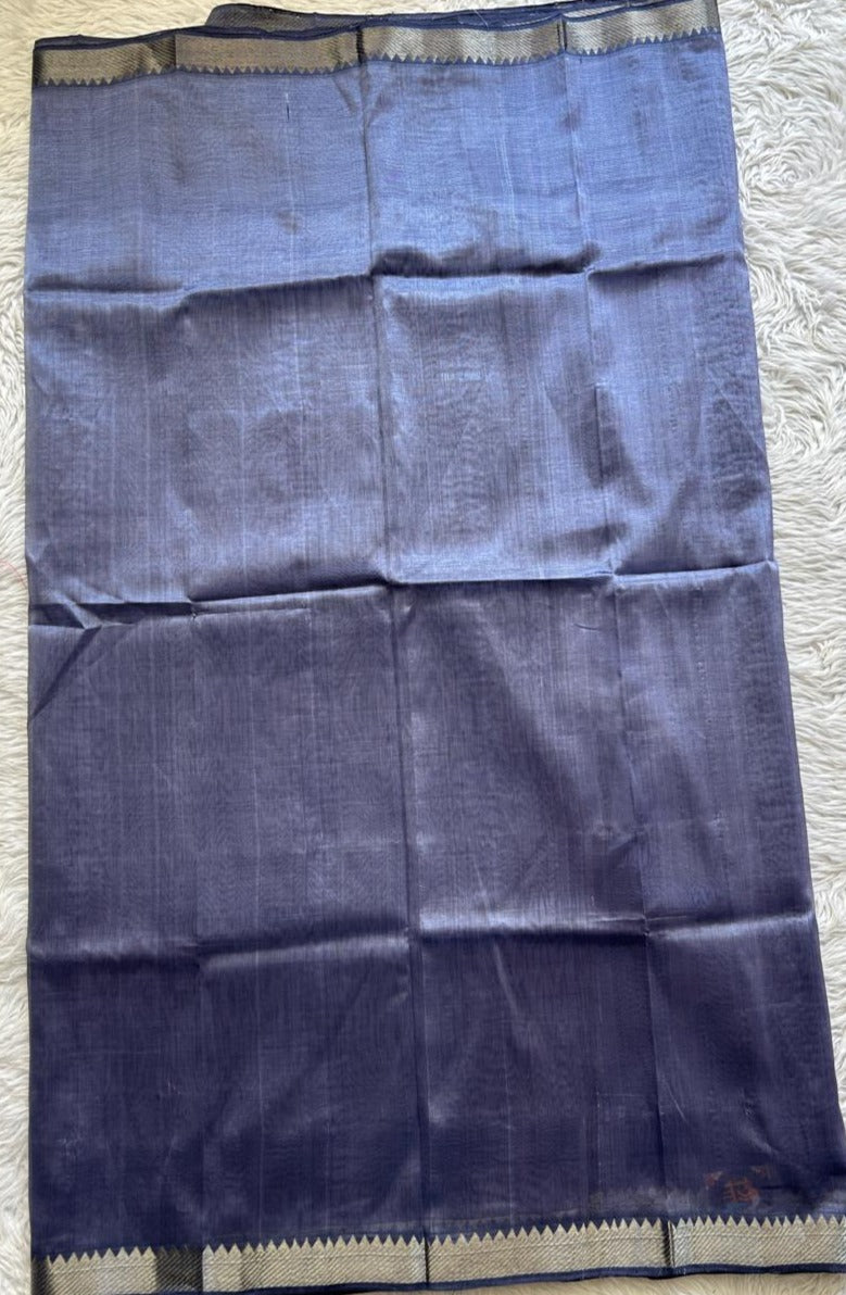 Mangalagiri Plain Pattu Saree Lavender colored complemented with a Mangalagiri Gap Border - Sampradaya Designer Studio