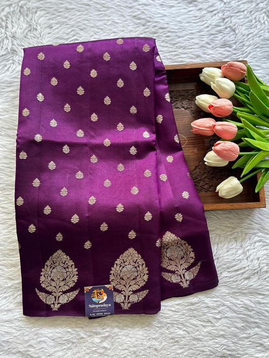 Dupion Silk Saree Purple Colored Complemented with a Buti Border. - Sampradaya Designer Studio